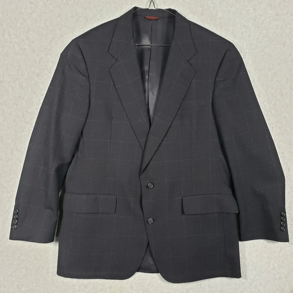 Hart Schaffner Marx Mens 44R‎ Gray Plaid 100% Wool Sport Coat Blazer Dillard's